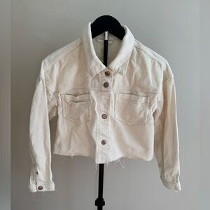 Cream 100% Cotton Cream Corduroy Button Up Jacket Size 10-12 Girls